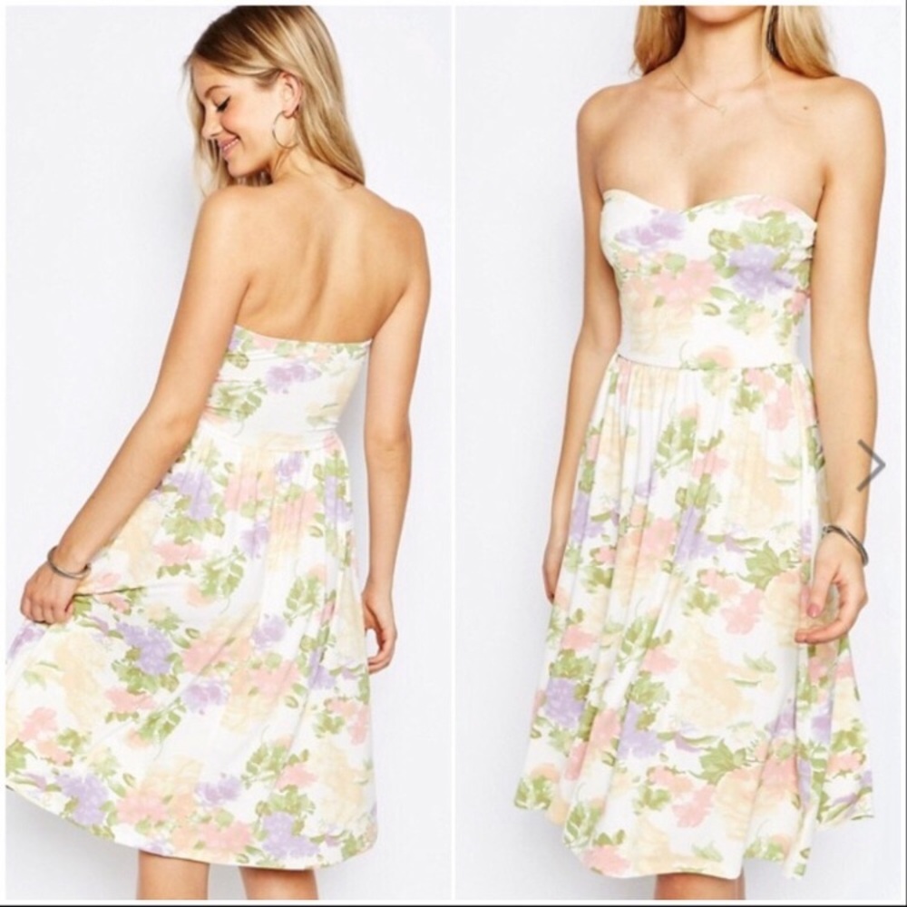 ASOS floral strapless dress